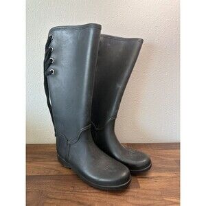 Coach Black Women’s Tristee Rain boots With Lace Up Back Size 8B